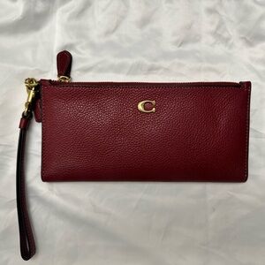 Coach Dark Red Wristlet/Wallet Clutch
